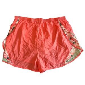 vintage womens athletic shorts- windbreaker- coral orange- lining